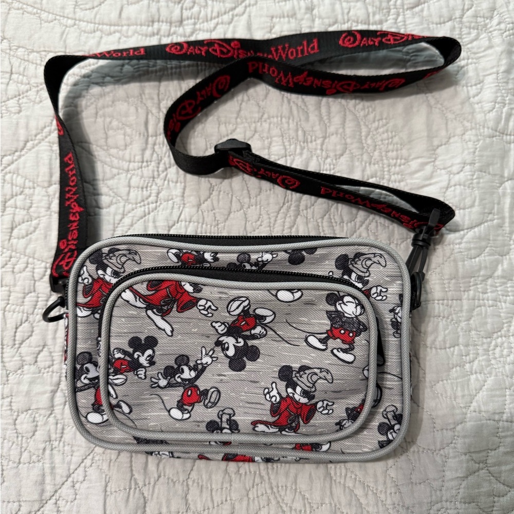 Disney Mickey Mouse Gray and Red Crossbody Bag
